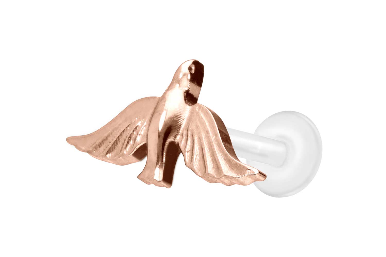 PTFE Labret Piercing mit Innengewinde + Titan-Aufsatz TAUBE